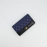 Chanel Navy Gabrielle CC Yen Wallet with Gold Hardware