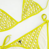 Christian Dior Acid Green Oblique Two-Piece Swimsuit Set FR 36 (UK 8)