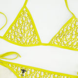 Christian Dior Acid Green Oblique Two-Piece Swimsuit Set FR 36 (UK 8)