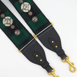 Christian Dior Green & Black Guitar Bag Strap with Logo and Antique Gold Hardware RRP £1050