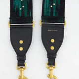 Christian Dior Green & Black Guitar Bag Strap with Logo and Antique Gold Hardware RRP £1050