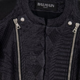 Balmain Black Metallic Textured Jacket with Silver Buttons Size FR 38 (UK 10)