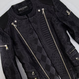 Balmain Black Metallic Textured Jacket with Silver Buttons Size FR 38 (UK 10)