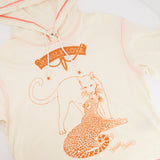 Hermès Cream and Neon Orange Jungle Love Hooded T-Shirt Size FR 36 (UK 8)