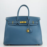 Hermès Birkin Blue Jean 35cm in Gulliver Leather with Gold Hardware