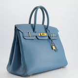 Hermès Birkin Blue Jean 35cm in Gulliver Leather with Gold Hardware