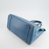 Hermès Birkin Blue Jean 35cm in Gulliver Leather with Gold Hardware