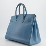 Hermès Birkin Blue Jean 35cm in Gulliver Leather with Gold Hardware