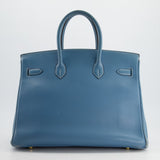 Hermès Birkin Blue Jean 35cm in Gulliver Leather with Gold Hardware