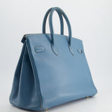 Hermès Birkin Blue Jean 35cm in Gulliver Leather with Gold Hardware