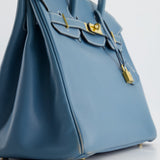 Hermès Birkin Blue Jean 35cm in Gulliver Leather with Gold Hardware