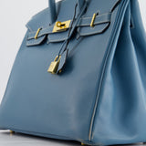 Hermès Birkin Blue Jean 35cm in Gulliver Leather with Gold Hardware