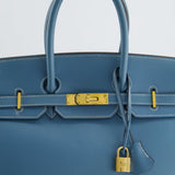 Hermès Birkin Blue Jean 35cm in Gulliver Leather with Gold Hardware