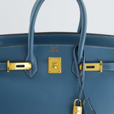 Hermès Birkin Blue Jean 35cm in Gulliver Leather with Gold Hardware