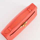 Hermès Kelly Pochette in Rouge Pivoine Epsom Leather with Gold Hardware