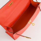 Hermès Kelly Pochette in Rouge Pivoine Epsom Leather with Gold Hardware