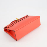 Hermès Kelly Pochette in Rouge Pivoine Epsom Leather with Gold Hardware