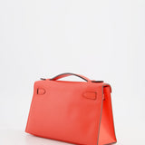 Hermès Kelly Pochette in Rouge Pivoine Epsom Leather with Gold Hardware