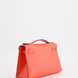 Hermès Kelly Pochette in Rouge Pivoine Epsom Leather with Gold Hardware