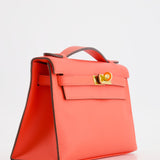 Hermès Kelly Pochette in Rouge Pivoine Epsom Leather with Gold Hardware