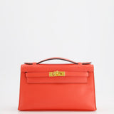 Hermès Kelly Pochette in Rouge Pivoine Epsom Leather with Gold Hardware