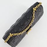 Christian Dior Black Leather Dior Addict Flap Bag with Antique Gold Hardware