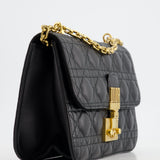 Christian Dior Black Leather Dior Addict Flap Bag with Antique Gold Hardware