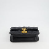 Christian Dior Black Leather Dior Addict Flap Bag with Antique Gold Hardware