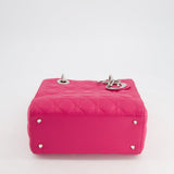 Christian Dior Hot Pink Medium Lady Dior Bag in Cannage Lambskin with Silver Hardware