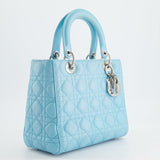 Christian Dior Tiffany Blue Medium Lady Dior Bag in Cannage Lambskin with Silver Hardware