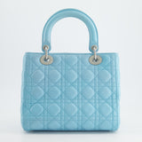 Christian Dior Tiffany Blue Medium Lady Dior Bag in Cannage Lambskin with Silver Hardware