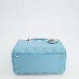 Christian Dior Tiffany Blue Medium Lady Dior Bag in Cannage Lambskin with Silver Hardware