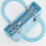 Christian Dior Tiffany Blue Medium Lady Dior Bag in Cannage Lambskin with Silver Hardware