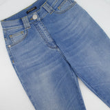 Balmain Light Blue Skinny Jeans with Silver Button and Zip Detail FR 34 (UK 6)