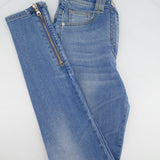 Balmain Light Blue Skinny Jeans with Silver Button and Zip Detail FR 34 (UK 6)