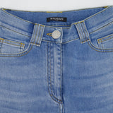 Balmain Light Blue Skinny Jeans with Silver Button and Zip Detail FR 34 (UK 6)