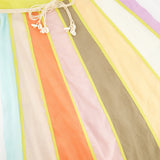 Zimmermann Multi-Colour Stripe Linen Midi Skirt and Top Set with Shell Belt Size 0 (UK 8)