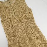 Prada Metallic Gold Sleeveless Floral Crochet Midi Dress Size IT 38 (UK 6)