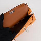 Hermès Mini Kelly II 20cm Verso Bag in Orange H Chèvre and Gold Leather with Palladium Hardware