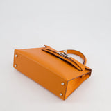 Hermès Mini Kelly II 20cm Verso Bag in Orange H Chèvre and Gold Leather with Palladium Hardware