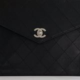 Chanel Vintage Black Top Handle Bag in Caviar Leather with Silver Hardware