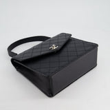 Chanel Vintage Black Top Handle Bag in Caviar Leather with Silver Hardware