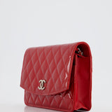 Chanel Red Metallic Wallet on Chain Bag in Patent Leather with Silver Hardware