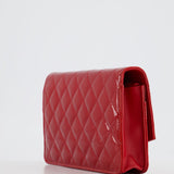 Chanel Red Metallic Wallet on Chain Bag in Patent Leather with Silver Hardware