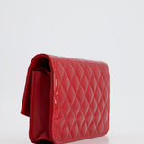 Chanel Red Metallic Wallet on Chain Bag in Patent Leather with Silver Hardware