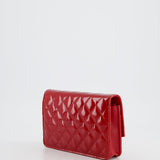 Chanel Red Metallic Wallet on Chain Bag in Patent Leather with Silver Hardware