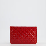 Chanel Red Metallic Wallet on Chain Bag in Patent Leather with Silver Hardware