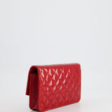 Chanel Red Metallic Wallet on Chain Bag in Patent Leather with Silver Hardware