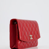 Chanel Red Metallic Wallet on Chain Bag in Patent Leather with Silver Hardware