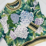 Dolce & Gabbana Green and White Floral Jumper with Gold Collar Detail Size IT 40 (UK 8)